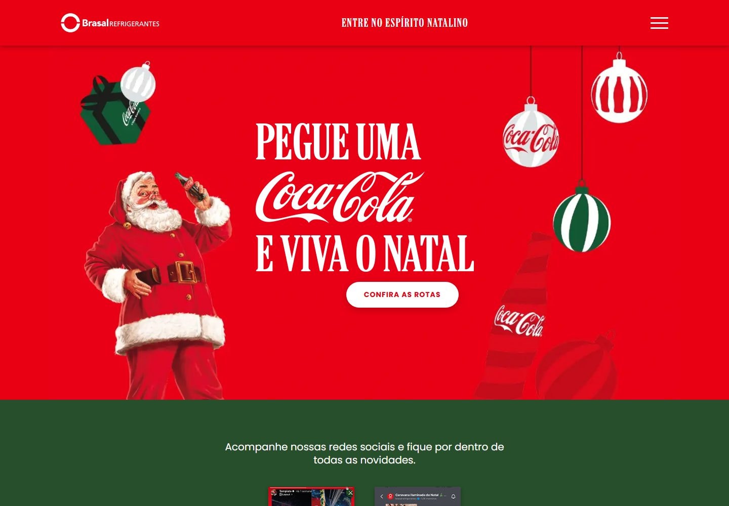 Captura real do site Caravana Iluminada de Natal